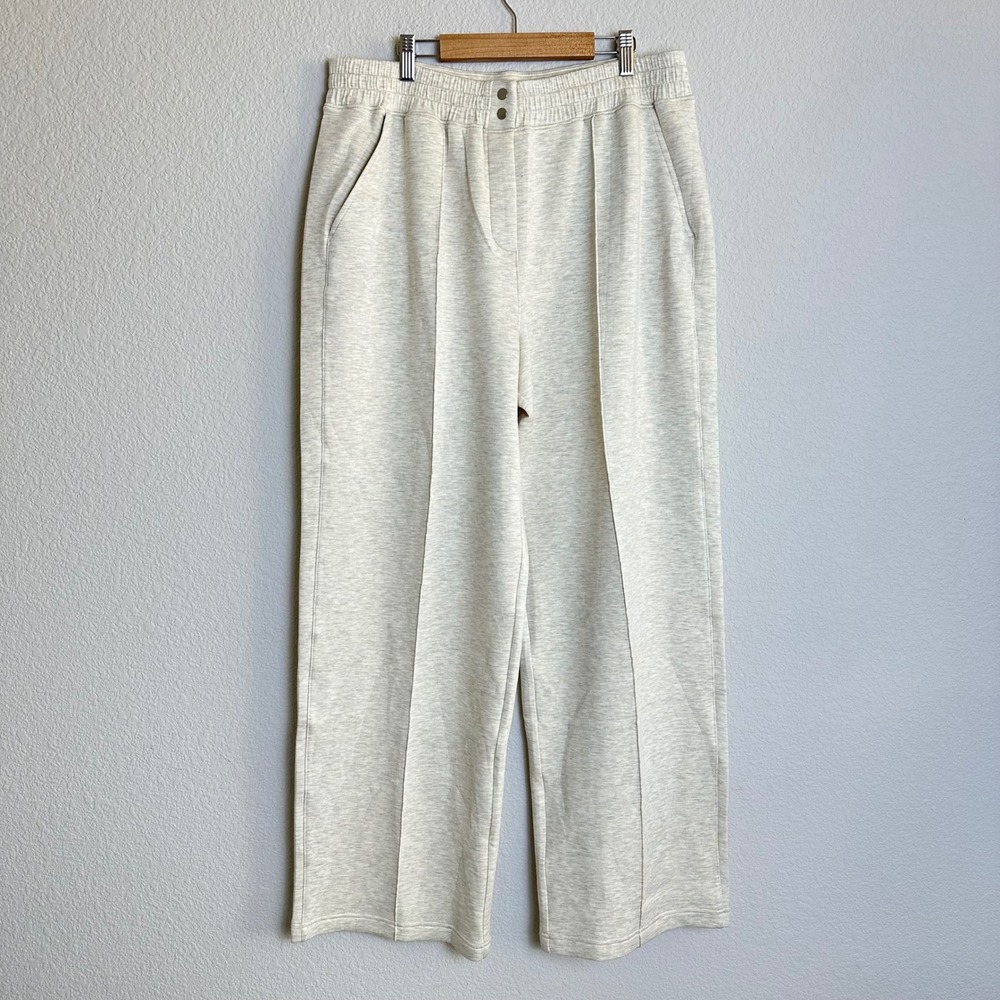 Spanx Brushed AirEssentials Straight Leg Pants Heather Cream 50887R Womens XL - Picture 2 of 9